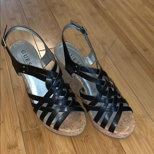 Guess Black Eppie Wedge Sandal